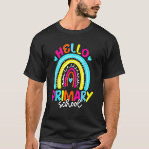 T-shirt Bonjour école primaire Arc en arc-en-ciel élèves R