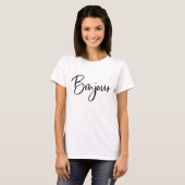 T-shirt Bonjour | Élégant et moderne script français (Devant entier)