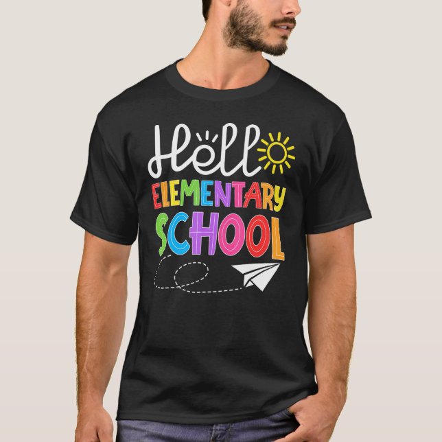 T-shirt Bonjour Élémentaire de l'école s'amuser de retour  (Devant)