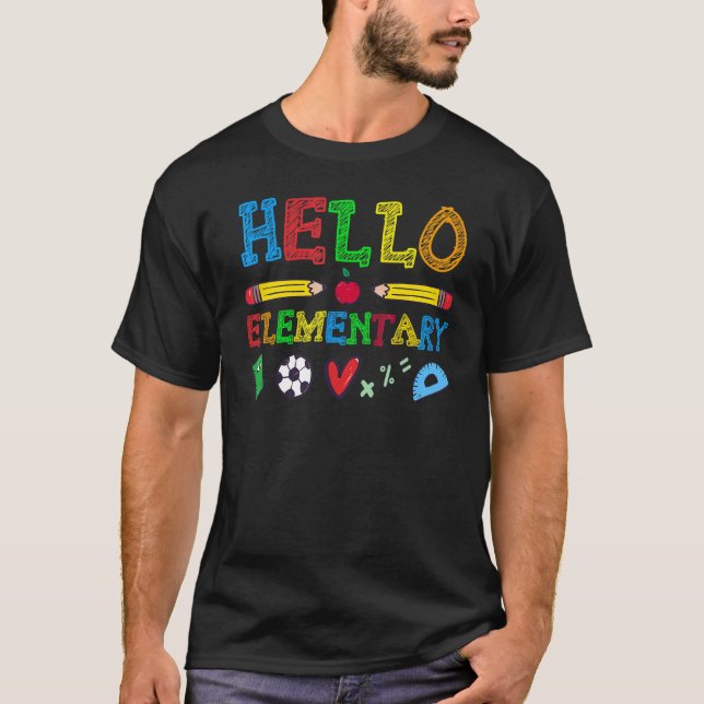 T-shirt Bonjour Élémentaire Primaire Retour À L'École Pour (Devant)