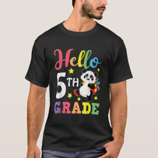 T-shirt Bonjour élève de 5e année panda retour à l'école