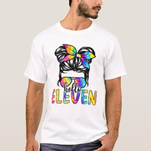 T-shirt Bonjour Eleven Messy Bun J'Ai 11 Ans Joyeux Birt