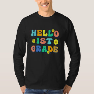 T-shirt Bonjour enseignant de 1re année Groovy Vintage Ret