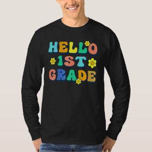 T-shirt Bonjour enseignant de 1re année Groovy Vintage Ret