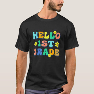T-shirt Bonjour enseignant de 1re année Groovy Vintage Ret