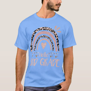 T-shirt Bonjour Enseignant de 3e année Leopard Rainbow Ret