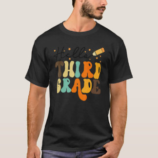 T-shirt Bonjour enseignant de 3e année Rétro Retour à l'éc