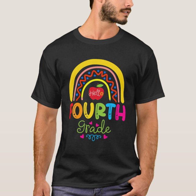 T-shirt Bonjour Enseignant De 4E Année De Retour À L'École (Devant)