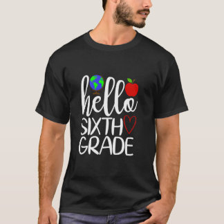 T-shirt Bonjour enseignant de l'école Globe Heart de sixiè