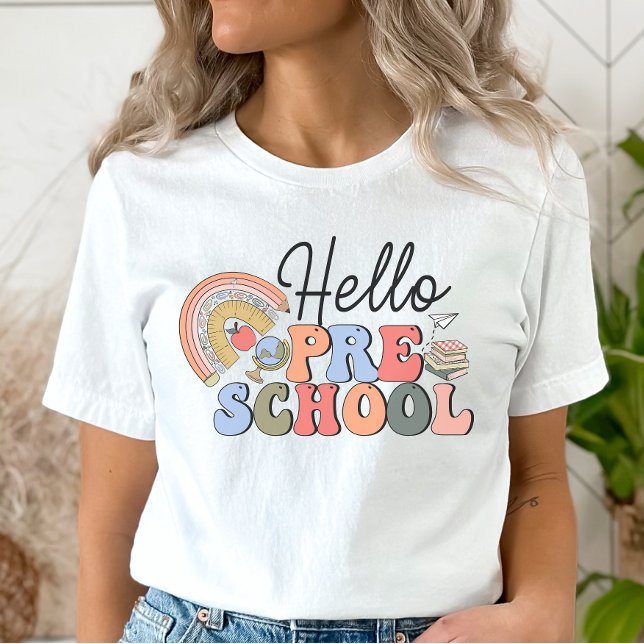 T-shirt Bonjour Enseignant préscolaire (Créateur téléchargé)