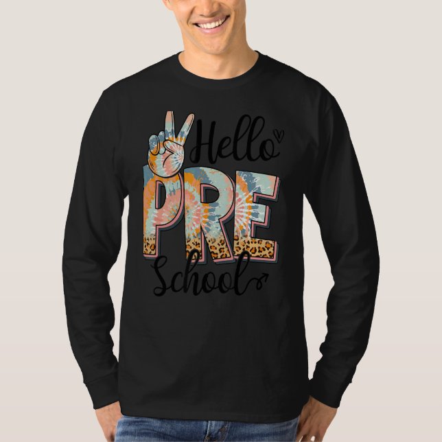 T-shirt Bonjour Enseignant préscolaire Boho Leopard Premie (Devant)