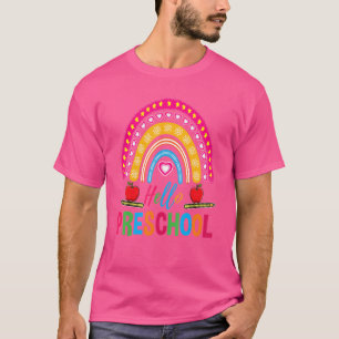 T-shirt Bonjour Enseignant préscolaire Rainbow