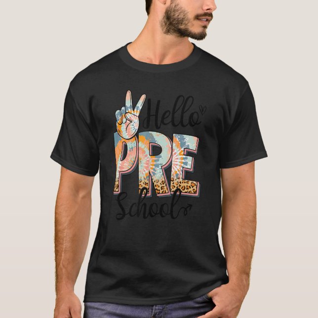 T-shirt Bonjour enseignante de maternelle Boho léopard pre (Devant)