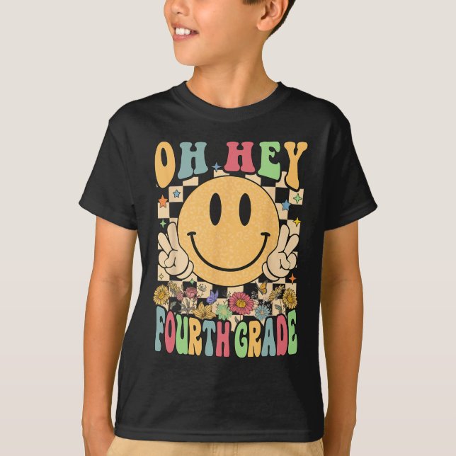 T-shirt Bonjour Enseignants de 4e année Étudiante de 4e an (Devant)