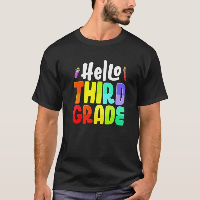 T-shirt Bonjour Équipe de 3e année Enseignants de 3e année (Devant)