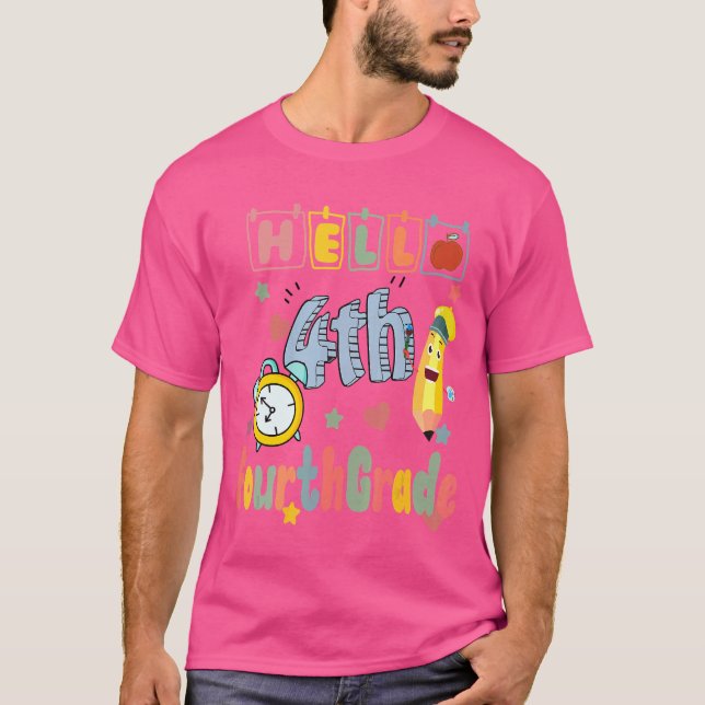 T-shirt Bonjour Équipe de 4e année Retour à l'école T (Devant)