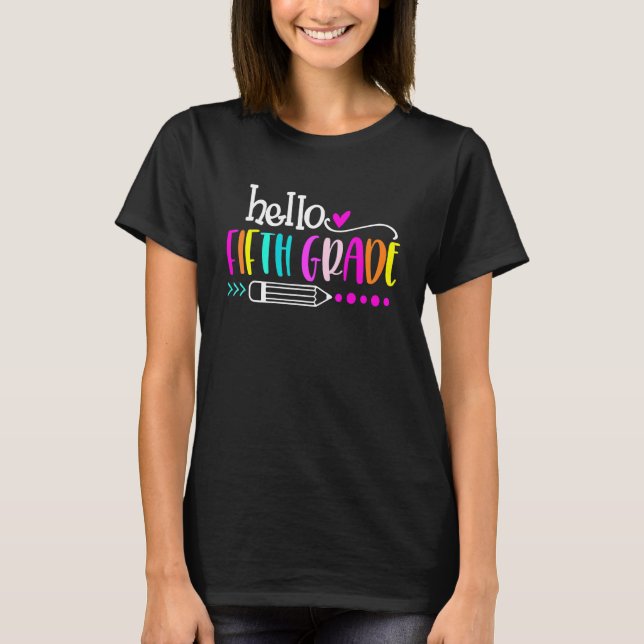T-shirt Bonjour Équipe De 5E Année Retour À L'École Enseig (Devant)