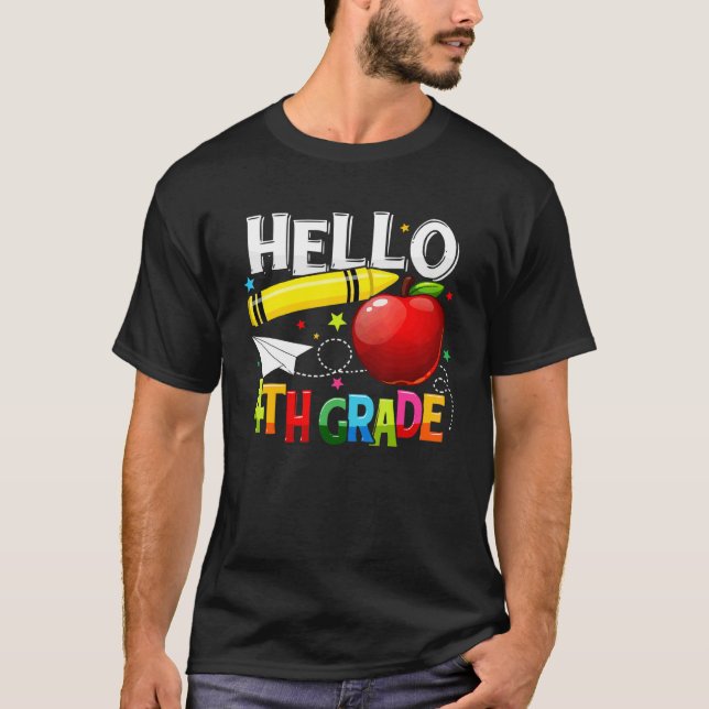 T-shirt Bonjour Équipe d'enseignants de 4e année Quatrième (Devant)