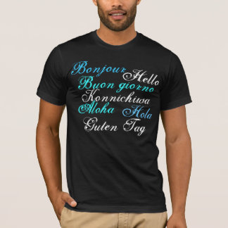 T-shirt Bonjour et au revoir dans 7 langues différentes