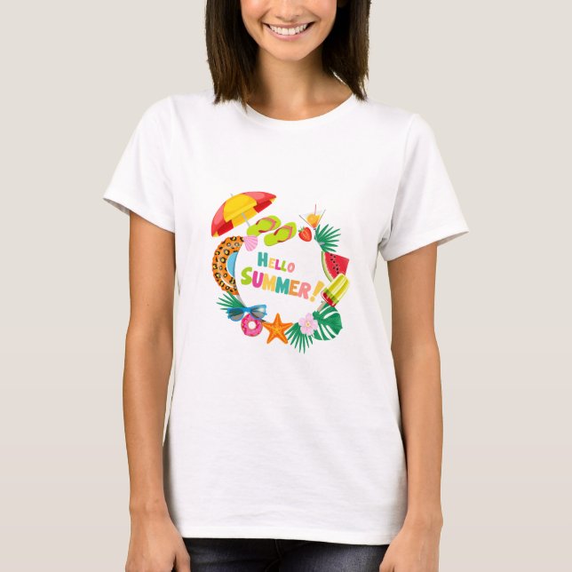 T-shirt bonjour été (Devant)