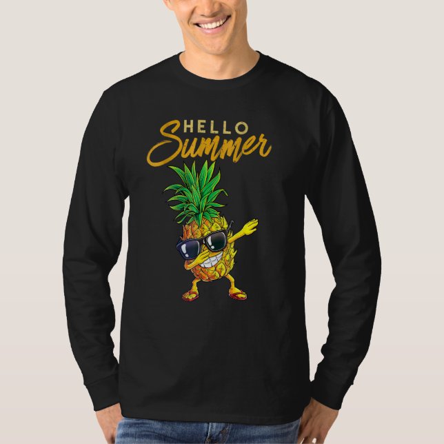 T-shirt Bonjour Été Ananas Lunettes de soleil Aloha Plages (Devant)