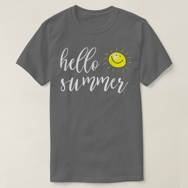 T-shirt Bonjour été avec le soleil heureux pour les vacanc (Design devant)