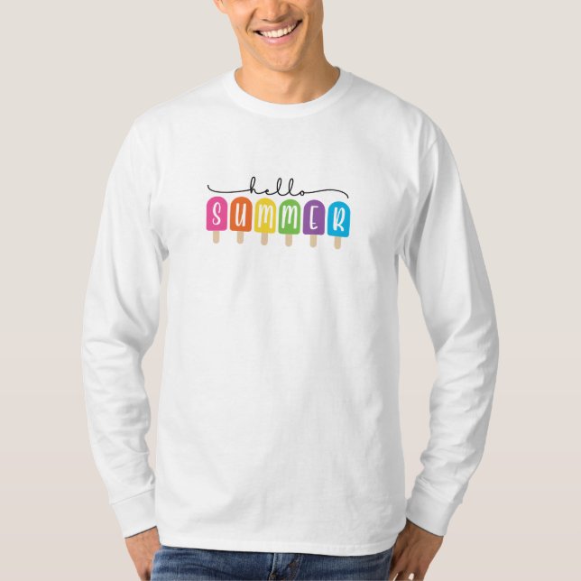 T-shirt Bonjour été avec texte coloré (Devant)