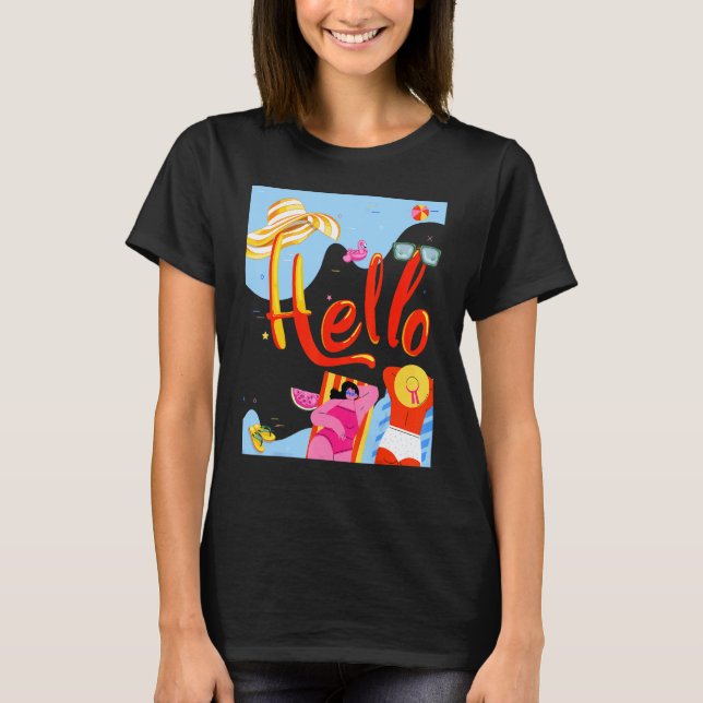 T-shirt Bonjour été Bikini Temps Chaussure Flamant rose Me (Devant)