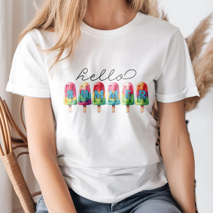 T-shirt "Bonjour été" Coloré crème glacée Pop