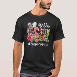 T-shirt Bonjour Été Crâne Flamingo Flotte Infirmière Diplô