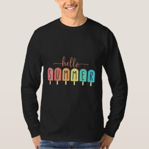 T-shirt Bonjour Été Crème de glace Vacances Popsicle Ice L