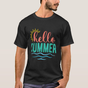T-shirt Bonjour été Dernier jour de l'école enseignant Pla