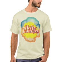 Bonjour été lettrage sur l'arrière - plan de plage