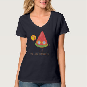 T-shirt Bonjour été mignonne pastèque Lunettes de soleil V