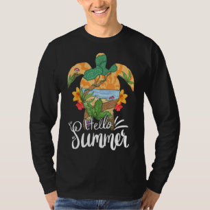 T-shirt Bonjour Été Tortue de mer Animal Vacances Été