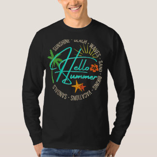 T-shirt Bonjour été Tropical Beach Vacances Palm Tree Homm