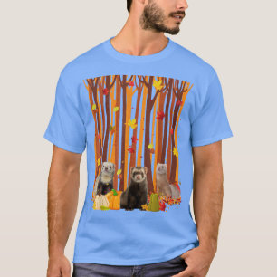 T-shirt Bonjour Ferret d'automne Feuille d'érable Citrouil