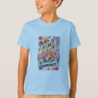 Bonjour Flamingo Mignon Vacances de Plage Tropical