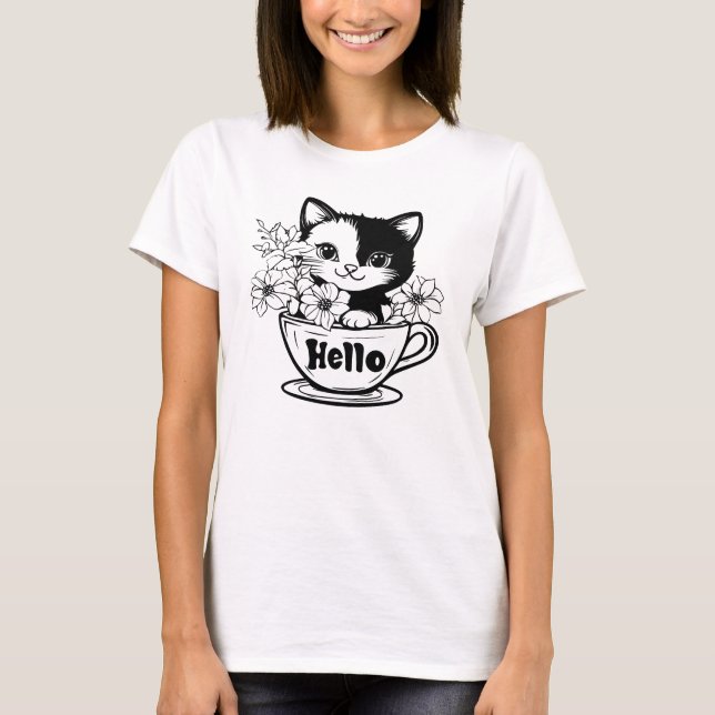 T-shirt Bonjour, Fleur de la coupe Kittens (Devant)