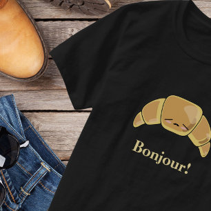 T-shirt Bonjour Français Croissant Funny Kawaii Guys Pâtis