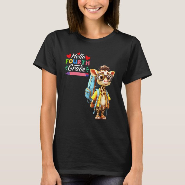 T-shirt Bonjour Giraffe de 4e année (Devant)