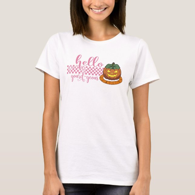 T-shirt Bonjour Gourd geous Funny Citrouille d'Halloween (Devant)
