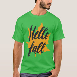 T-shirt Bonjour Graphisme de feuille d'automne