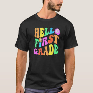 T-shirt Bonjour Groovy Enseignant 1re année Violet Premièr