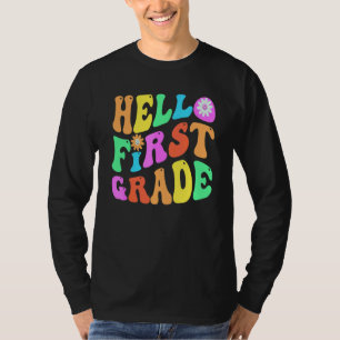 T-shirt Bonjour Groovy Enseignant 1re année Violet Premièr