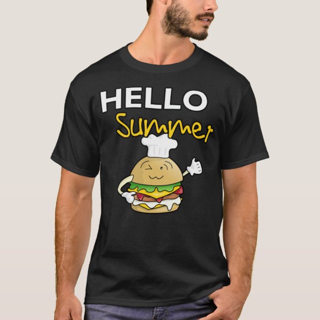 T-shirt Bonjour hamburger été avec le chef casquette zoo a (Devant)