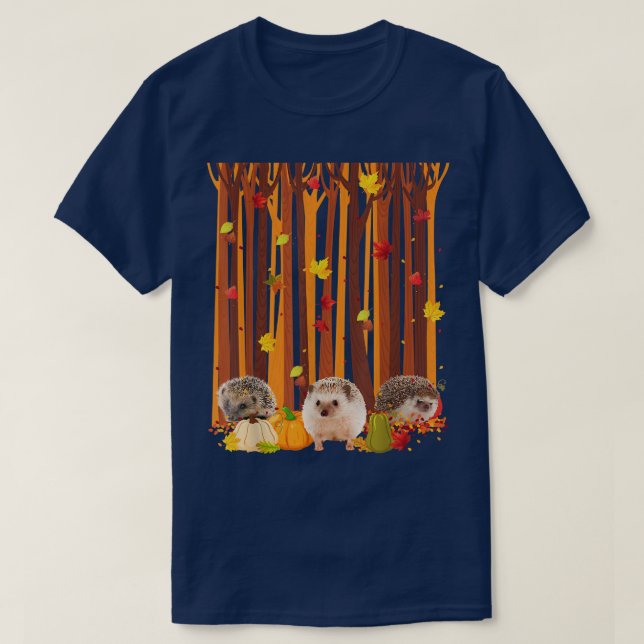 T-shirt Bonjour Hérisson d'automne Hérisson Feuille d'érab (Design devant)