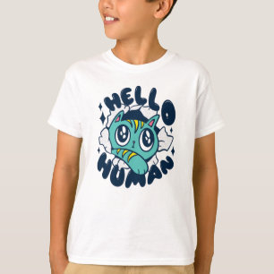 T-shirt Bonjour humain Chat Mignon