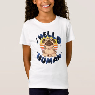 T-Shirt Bonjour humain Chien de yoga méditant