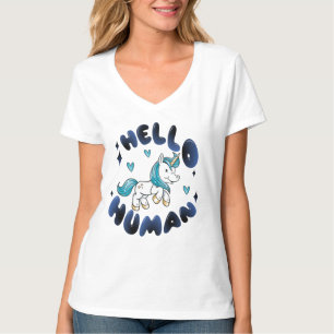 T-shirt Bonjour humain Licorne adorable